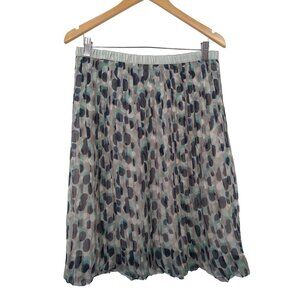 Vintage Ports 1961 Silk Skirt Womens 8 Blue White Gray Polka Dot Sheer Pleated